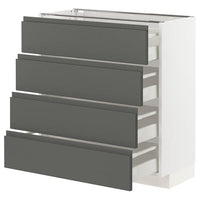 METOD / MAXIMERA - Base cab 4 frnts/4 drawers, white/Voxtorp dark grey, 80x37 cm - best price from Maltashopper.com 39310228