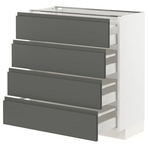 METOD / MAXIMERA - Base cab 4 frnts/4 drawers, white/Voxtorp dark grey, 80x37 cm