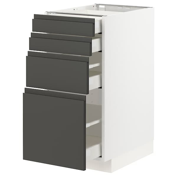 Ikea METOD / MAXIMERA - Base cab 4 frnts/4 drawers, white/Voxtorp dark grey, 40x60 cm
