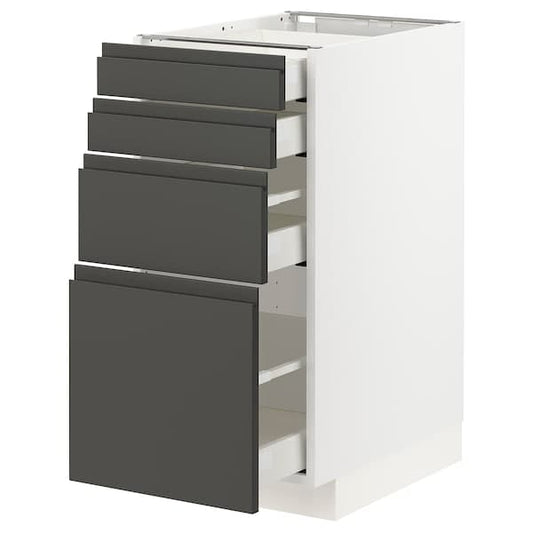Ikea METOD / MAXIMERA - Base cab 4 frnts/4 drawers, white/Voxtorp dark grey, 40x60 cm