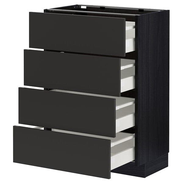 Ikea METOD / MAXIMERA - Base cab 4 frnts/4 drawers, black/Nickebo matt anthracite, 60x37 cm