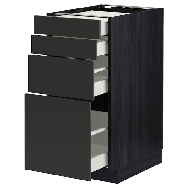 Ikea METOD / MAXIMERA - Base cab 4 frnts/4 drawers, black/Nickebo matt anthracite, 40x60 cm
