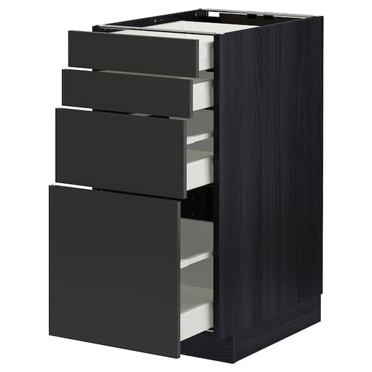 Ikea METOD / MAXIMERA - Base cab 4 frnts/4 drawers, black/Nickebo matt anthracite, 40x60 cm