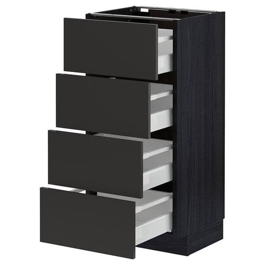 Ikea METOD / MAXIMERA - Base cab 4 frnts/4 drawers, black/Nickebo matt anthracite, 40x37 cm
