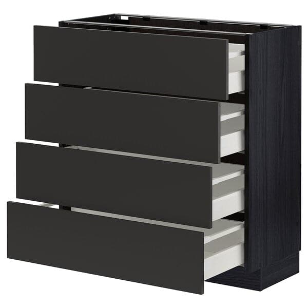 Ikea METOD / MAXIMERA - Base cab 4 frnts/4 drawers, black/Nickebo matt anthracite ,