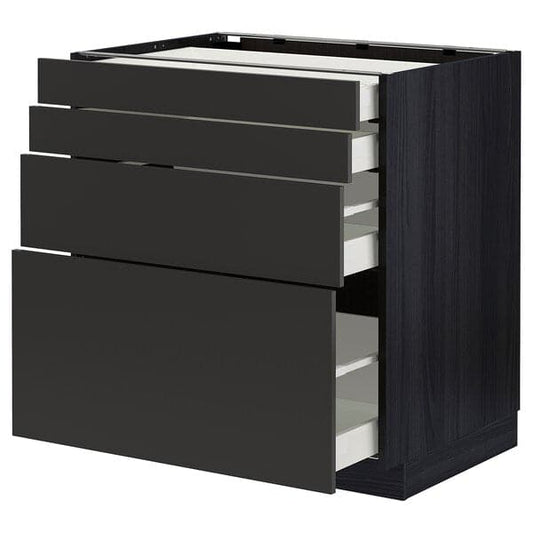 Ikea METOD / MAXIMERA - Base cab 4 frnts/4 drawers, black/Nickebo matt anthracite, 80x60 cm