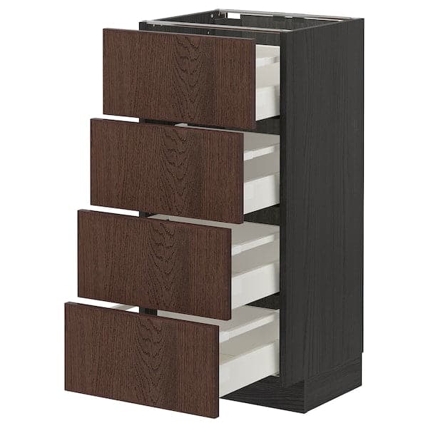 METOD / MAXIMERA base cab 4 frnts/4 drawers, black/Sinarp brown, 40x37 cm