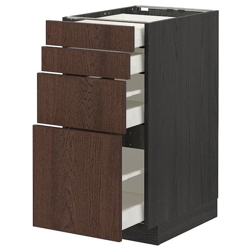 METOD / MAXIMERA - Base cab 4 frnts/4 drawers, black/Sinarp brown , 40x60 cm