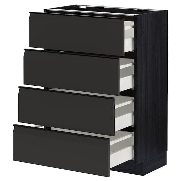 Ikea METOD / MAXIMERA - Base cab 4 frnts/4 drawers, black/Upplöv matt anthracite , 60x37 cm