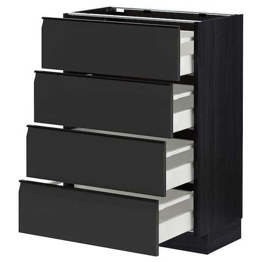 Ikea METOD / MAXIMERA - Base cab 4 frnts/4 drawers, black/Upplöv matt anthracite , 60x37 cm