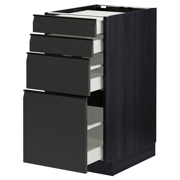 METOD / MAXIMERA - Base cab 4 frnts/4 drawers, black/Upplöv matt anthracite, 40x60 cm - best price from Maltashopper.com 99495318