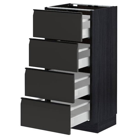 Ikea METOD / MAXIMERA - Base cab 4 frnts/4 drawers, black/Upplöv matt anthracite, 40x37 cm