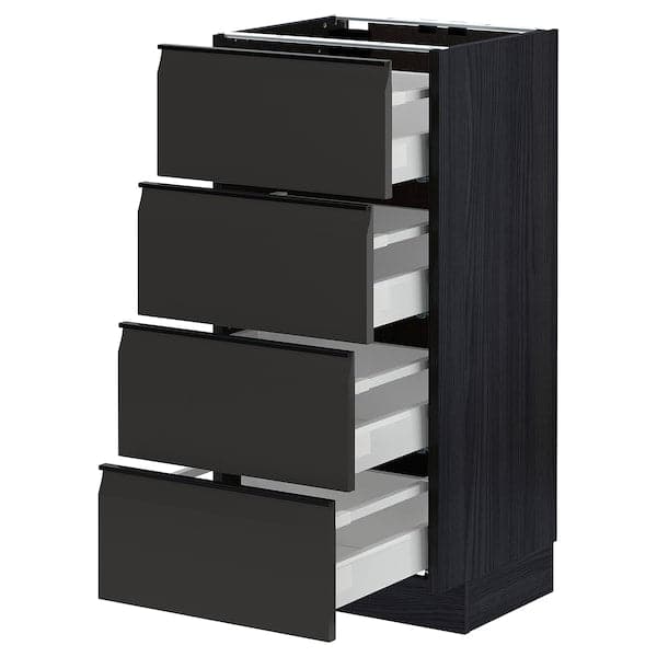 METOD / MAXIMERA - Base cab 4 frnts/4 drawers, black/Upplöv matt anthracite, 40x37 cm