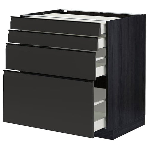 METOD / MAXIMERA - Base cab 4 frnts/4 drawers, black/Upplöv matt anthracite, 80x60 cm
