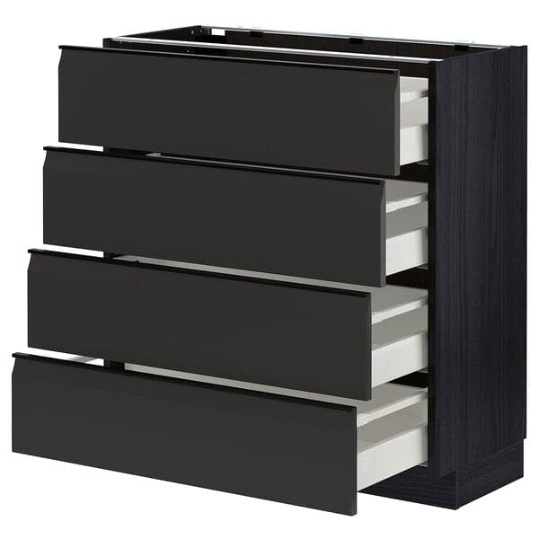 Ikea METOD / MAXIMERA - Base cab 4 frnts/4 drawers, black/Upplöv matt anthracite, 80x37 cm