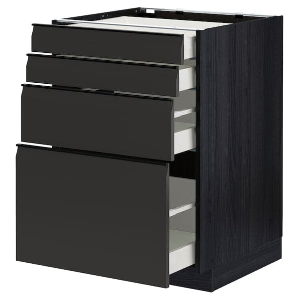 Ikea METOD / MAXIMERA - Base cab 4 frnts/4 drawers, black/Upplöv matt anthracite, 60x60 cm