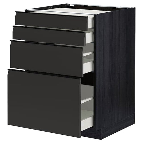 METOD / MAXIMERA - Base cab 4 frnts/4 drawers, black/Upplöv matt anthracite, 60x60 cm