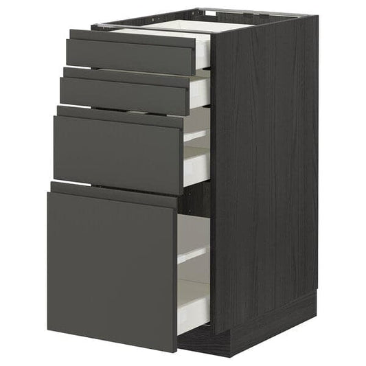 Ikea METOD / MAXIMERA - Base cab 4 frnts/4 drawers, black/Voxtorp dark grey, 40x60 cm