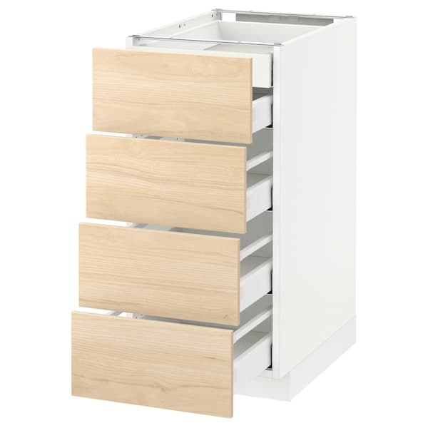 METOD / MAXIMERA - Base cb 4 frnts/2 low/3 md drwrs, white/Askersund light ash effect, 40x60 cm