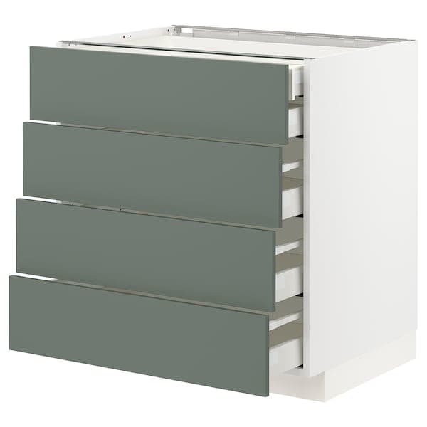 METOD / MAXIMERA - Base cb 4 frnts/2 low/3 md drwrs, white/Bodarp grey-green, 80x60 cm