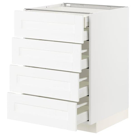 Ikea METOD / MAXIMERA - Base cb 4 frnts/2 low/3 md drwrs, white Enköping/white wood effect, 60x60 cm