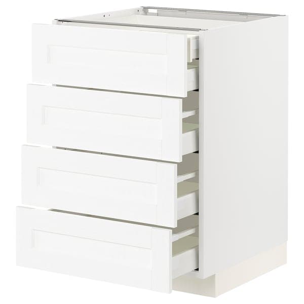 METOD / MAXIMERA - Base cb 4 frnts/2 low/3 md drwrs, white Enköping/white wood effect, 60x60 cm