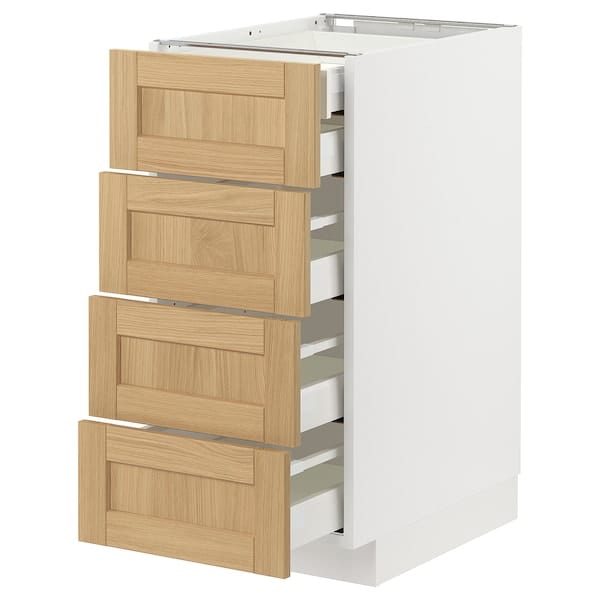 Ikea METOD / MAXIMERA - Base cb 4 frnts/2 low/3 md drwrs, white/Forsbacka oak, 40x60 cm