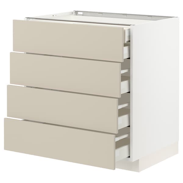 Ikea METOD / MAXIMERA - Base cb 4 frnts/2 low/3 md drwrs, white/Havstorp beige, 80x60 cm