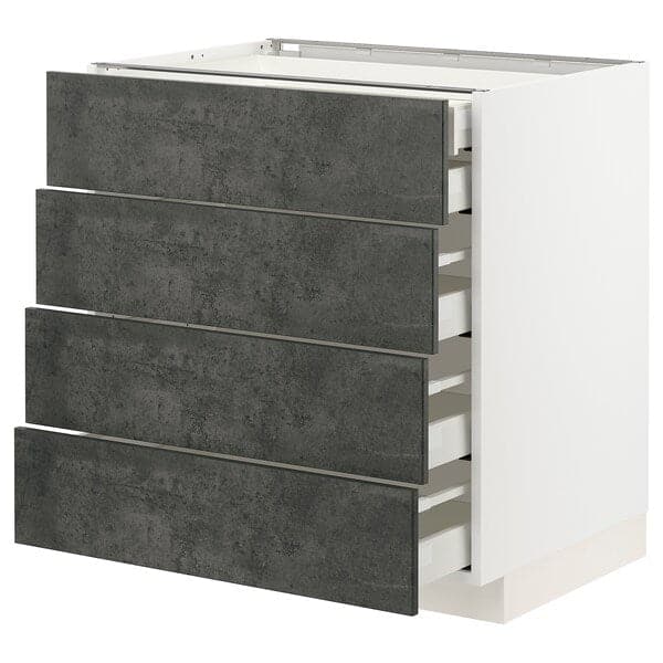 METOD / MAXIMERA - 4front/2drawer low/3medi cabinet , 80x60 cm