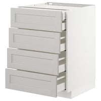 METOD / MAXIMERA base cb 4 frnts/2 low/3 md drwrs, white/Lerhyttan light grey, 60x60 cm
