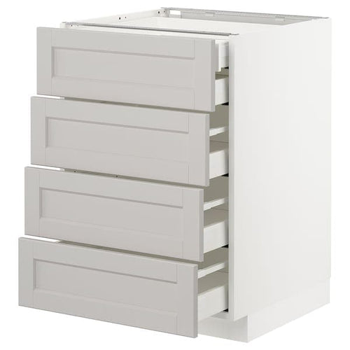 METOD / MAXIMERA base cb 4 frnts/2 low/3 md drwrs, white/Lerhyttan light grey, 60x60 cm
