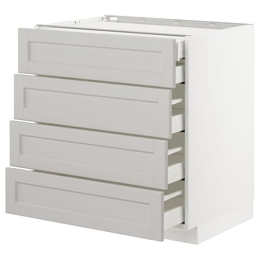 METOD / MAXIMERA - Base cb 4 frnts/2 low/3 md drwrs, white/Lerhyttan light grey, 80x60 cm - best price from Maltashopper.com 89274322