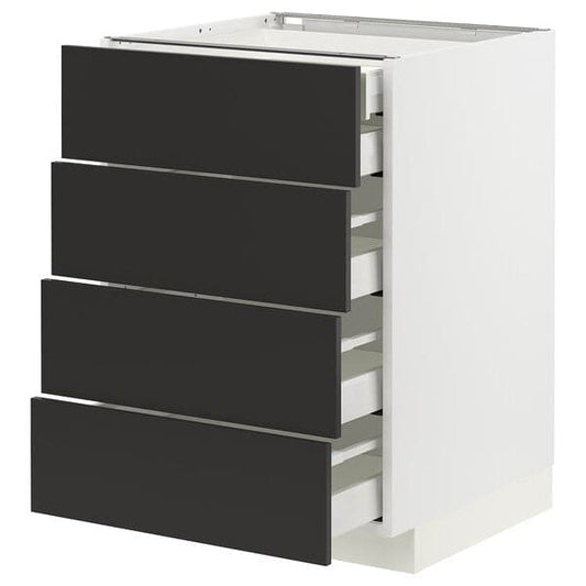Ikea METOD / MAXIMERA - Base cb 4 frnts/2 low/3 md drwrs, white/Nickebo matt anthracite, 60x60 cm