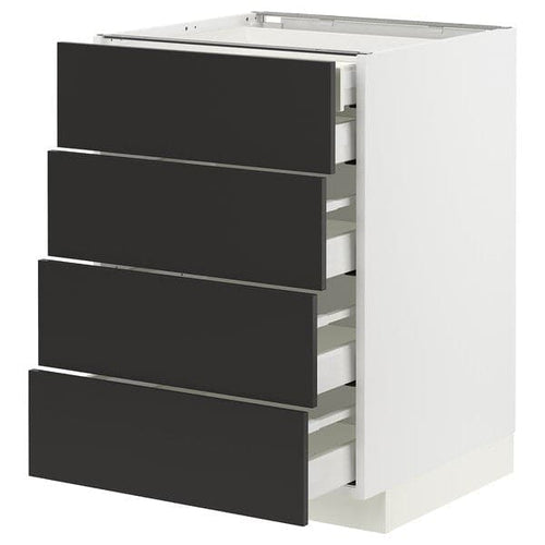 METOD / MAXIMERA - Base cb 4 frnts/2 low/3 md drwrs, white/Nickebo matt anthracite, 60x60 cm