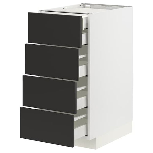 METOD / MAXIMERA - Base cb 4 frnts/2 low/3 md drwrs, white/Nickebo matt anthracite , 40x60 cm