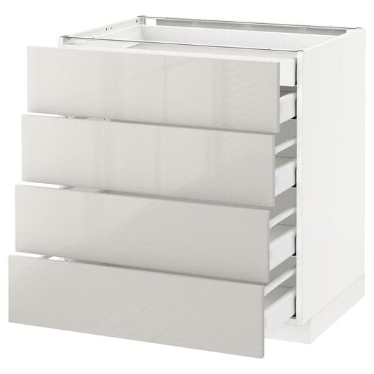 Ikea METOD / MAXIMERA - Base cb 4 frnts/2 low/3 md drwrs, white/Ringhult light grey, 80x60 cm
