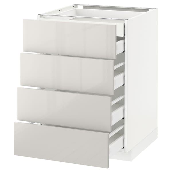 METOD / MAXIMERA - Base cb 4 frnts/2 low/3 md drwrs, white/Ringhult light grey, 60x60 cm