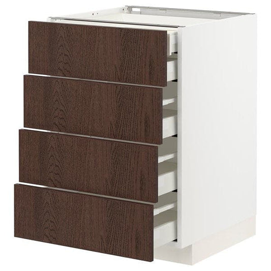 Ikea METOD / MAXIMERA - Base cb 4 frnts/2 low/3 md drwrs, white/Sinarp brown, 60x60 cm