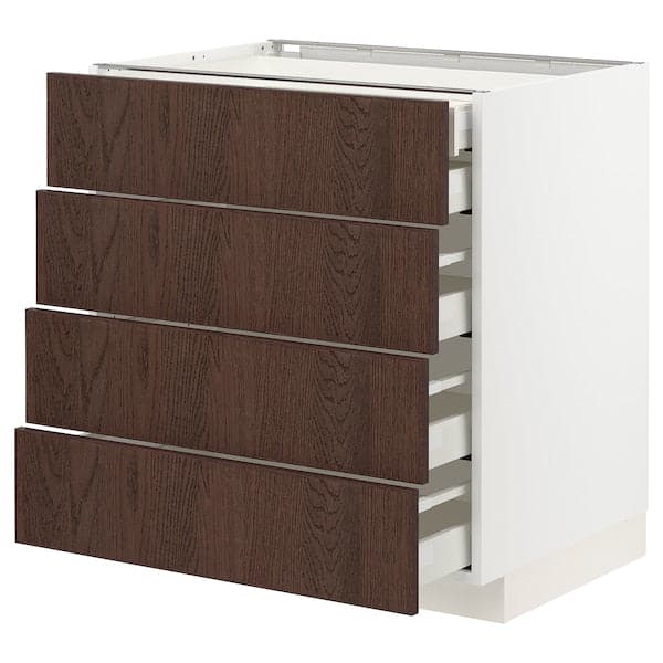 METOD / MAXIMERA - Base cb 4 frnts/2 low/3 md drwrs, white/Sinarp brown , 80x60 cm