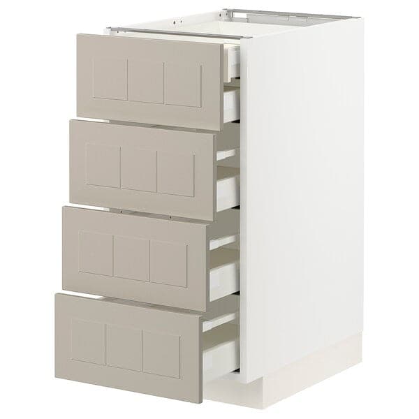 METOD / MAXIMERA - Base cb 4 frnts/2 low/3 md drwrs, white/Stensund beige, 40x60 cm - best price from Maltashopper.com 39408060