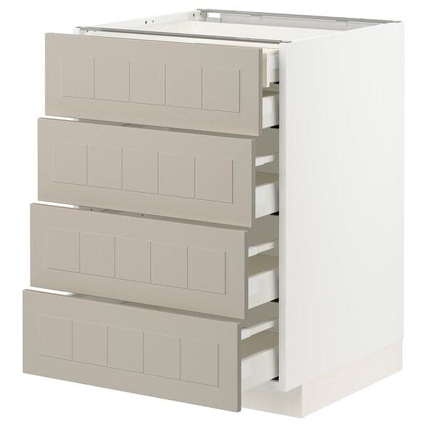 METOD / MAXIMERA - Base cb 4 frnts/2 low/3 md drwrs, white/Stensund beige, 60x60 cm - best price from Maltashopper.com 79408063
