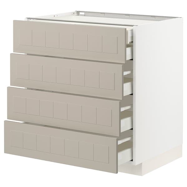 Ikea METOD / MAXIMERA - Base cb 4 frnts/2 low/3 md drwrs, white/Stensund beige, 80x60 cm