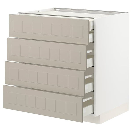 Ikea METOD / MAXIMERA - Base cb 4 frnts/2 low/3 md drwrs, white/Stensund beige, 80x60 cm
