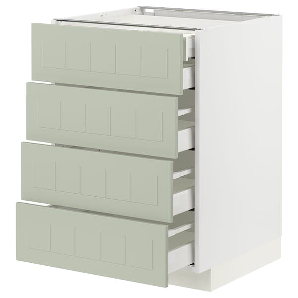 METOD / MAXIMERA - Base cb 4 frnts/2 low/3 md drwrs, white/Stensund light green, 60x60 cm