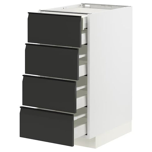 METOD / MAXIMERA - Base cb 4 frnts/2 low/3 md drwrs, white/Upplöv matt anthracite, 40x60 cm - best price from Maltashopper.com 29493266
