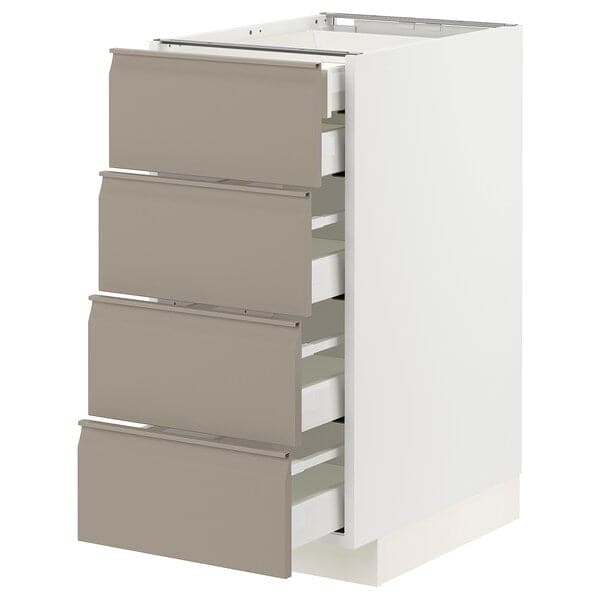 METOD / MAXIMERA - Base cb 4 frnts/2 low/3 md drwrs, white/Upplöv matt dark beige , 40x60 cm