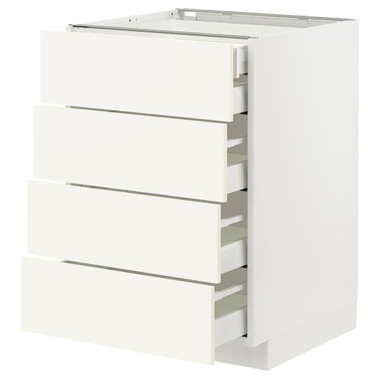 METOD / MAXIMERA - Base cb 4 frnts/2 low/3 md drwrs, white/Vallstena white, 60x60 cm - best price from Maltashopper.com 09506953