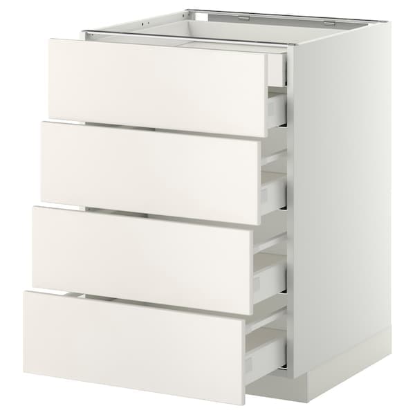 METOD / MAXIMERA - Base cb 4 frnts/2 low/3 md drwrs, white/Veddinge white, 60x60 cm - best price from Maltashopper.com 99104254