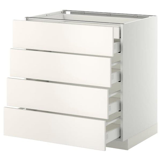 METOD / MAXIMERA - Base cb 4 frnts/2 low/3 md drwrs, white/Veddinge white, 80x60 cm - best price from Maltashopper.com 99104305