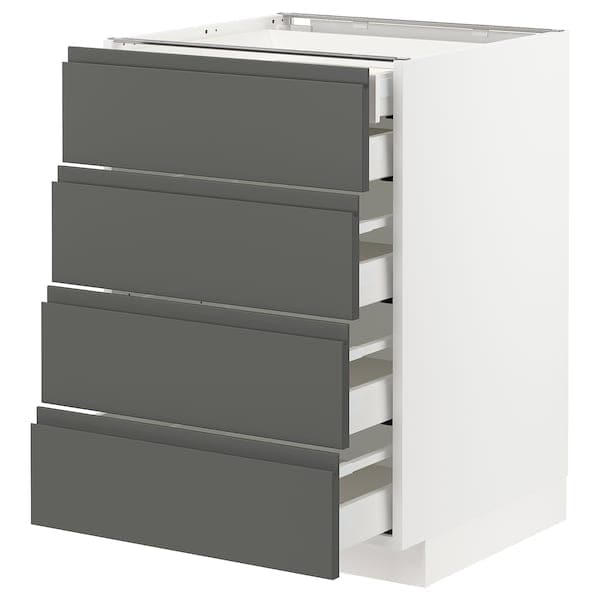 Ikea METOD / MAXIMERA - Base cb 4 frnts/2 low/3 md drwrs, white/Voxtorp dark grey, 60x60 cm